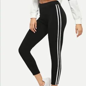 Striped Tape Side Skinny Leggings NWOT